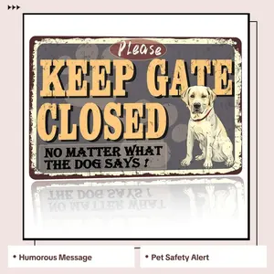Keep Gate Closed Labrador Rustic Metal Sign 12×8 Inch Wall Decor for Yard Fence Garage Garden outdoorfun