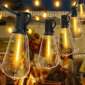 ST38 LED Outdoor String Lights 106FT Patio Lights with 54 Shatterproof ST38 Vintage Edison Bulbs, Outside Hanging Lights Waterproof for Porch, Deck, Garden, Backyard, Balcony, 2700K Dimmable outdoor  lighting