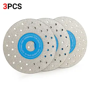 LOZLIN 3PCS 4.5"(115mm) Diamond Grinding Wheels & Chamfered Blades - 22.23mm Apertures for Angle Grinder 45° Beveling/Trimming for Tile, Marble, Stone, Ceramics