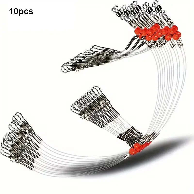 10pcs Double Hook Fishing Rig, Pre-Tied Saltwater Bottom Leader, Swivels & Snaps, Surf Pier Boat Fishing Line for Snapper Bass Mackerel Catfish