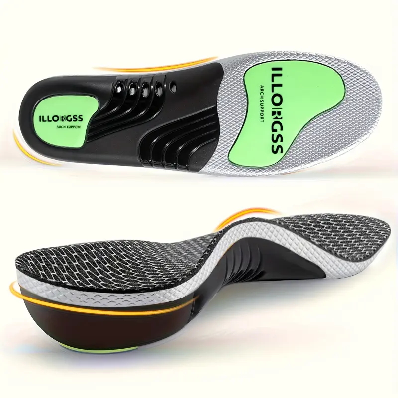 1 Pair Arch Support Insoles, PU Elasticity Cushioning Shock Absorption, Soft Elastic Insoles, Ergonomic Design, Shock Absorbing Insole, for Long Standing Work, Running, Walking, Hiking, Work Boots & Casual Shoes, Unisex, Everyday Use