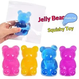Soft Sugar Bear Sensory Stress Relief Toy, Jelly Filled Squeeze Toy, Pressure Relief Gift, Birthday Present, Party Favor Fillers