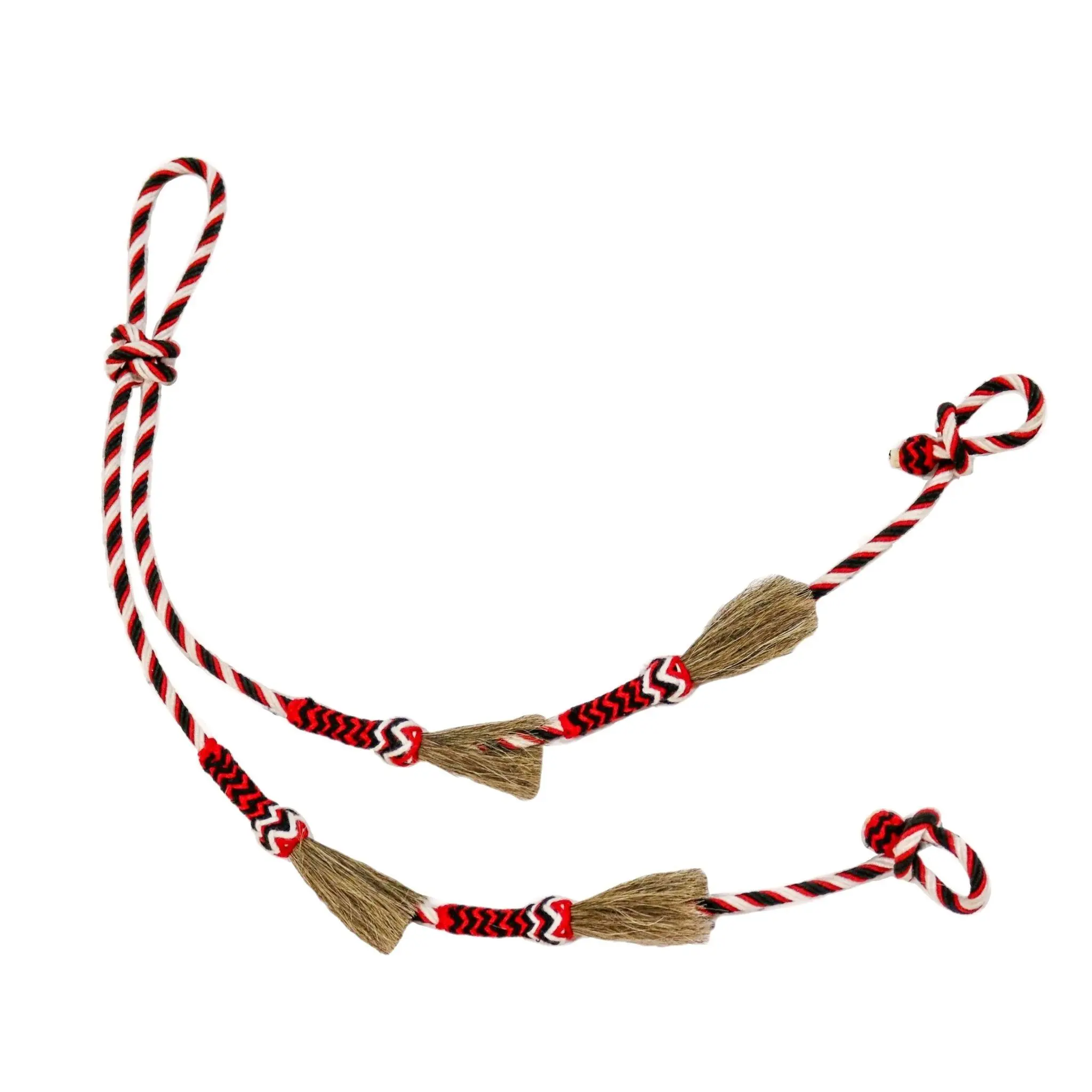 Riendas Charras Negro/Rojo Crines Caballo Horse Reins