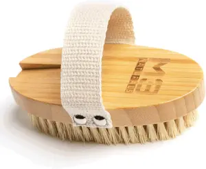 Wooden Firm Dry Brush & Shower Brush for Body Care- Handheld Back Scrubber Body Brush Exfoliator & Dead Skin Remover for Men & Women by M3 Naturals