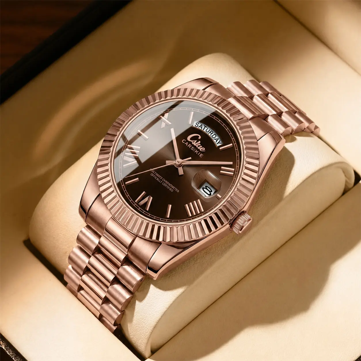 Men's Business Fashion Watch, Stainless Steel and Rose  Dress Watch, Durable Water Resistant Quartz Movement, Durable Watch analogue Chronograph adjustable tool style watch retro trendy mechanical self-winding multi-function  everyday accessory diamond
