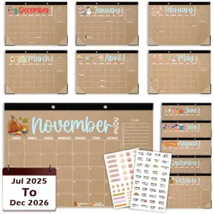 Large Doodle Teacher Desk Calendar 2025-2026 Teacher planner 18-Month 2025-2026 Holiday Monthly Desk Desktop Classroom Calendar 2025 July 2025-December 2026 with Holiday Planner Stickers
