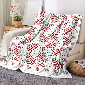 Christmas Tree, Soft Comfortable Gift for All Seasons, Ideal for Office School Home Picnic Travel, Soft Warming Blanket