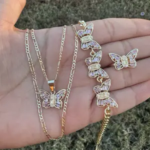 Butterfly virgencita gold plated set