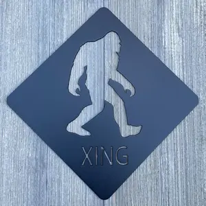 Bigfoot X-Ing - Sasquatch Crossing: Metal Xing Sign Cutout