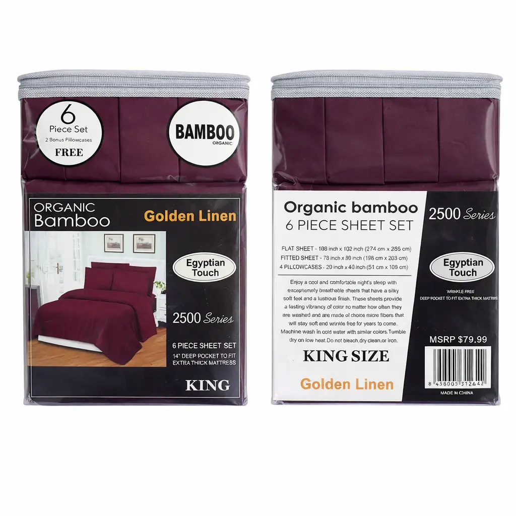 6pc organic bamboo sheet set 6pc organic bamboo sheet set