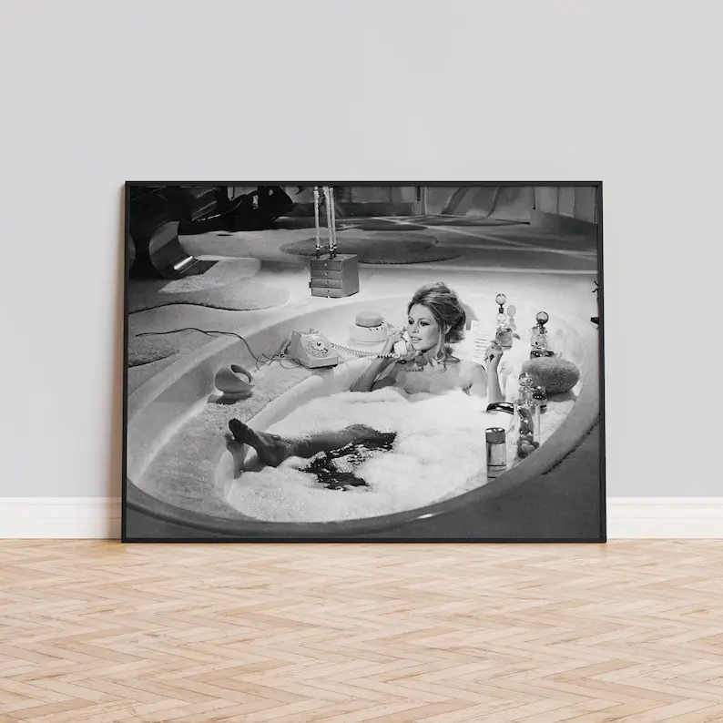 Brigitte Bardott Bathtub Print, Bathroom Poster, Vintage Print, Photography Prints, Museum Quality Photo Print Poster No Frame