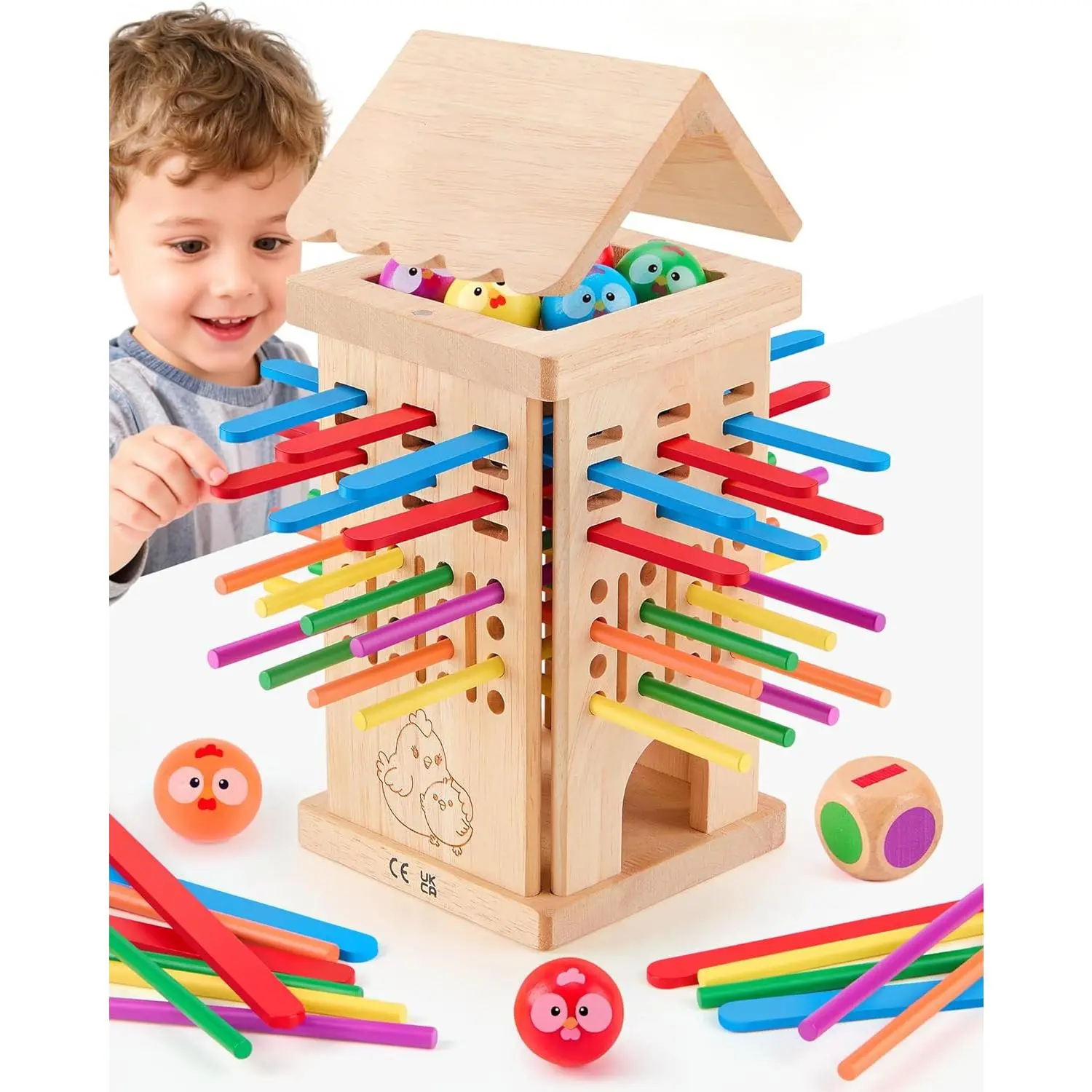 Montessori Wooden Board Games for Kids 3-6 – CPC Certified (ASTM F963) Non-Toxic Fine Motor Skills Toy for Toddlers – Family Game Night 2-6 Players – Travel Gift for Preschoolers