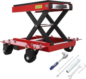 【GARVEE】1200lbs Motorcycle Jack with Dolly - Heavy Duty Motorcycle Scissor Lift Jack Hoist Stand for Dirt Bikes, ATVs, and Cruiser Bikes Featuring Wide Deck and Safety Pin for Secure Lifting