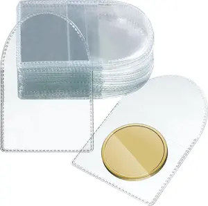 50 Pcs Single Pocket Coin Sleeves Collector Individual Clear Plastic Sleeves Holder Small Plastic Coin Holder Pouch Single Protector for Jewelry Storage(2 Inches,Round)