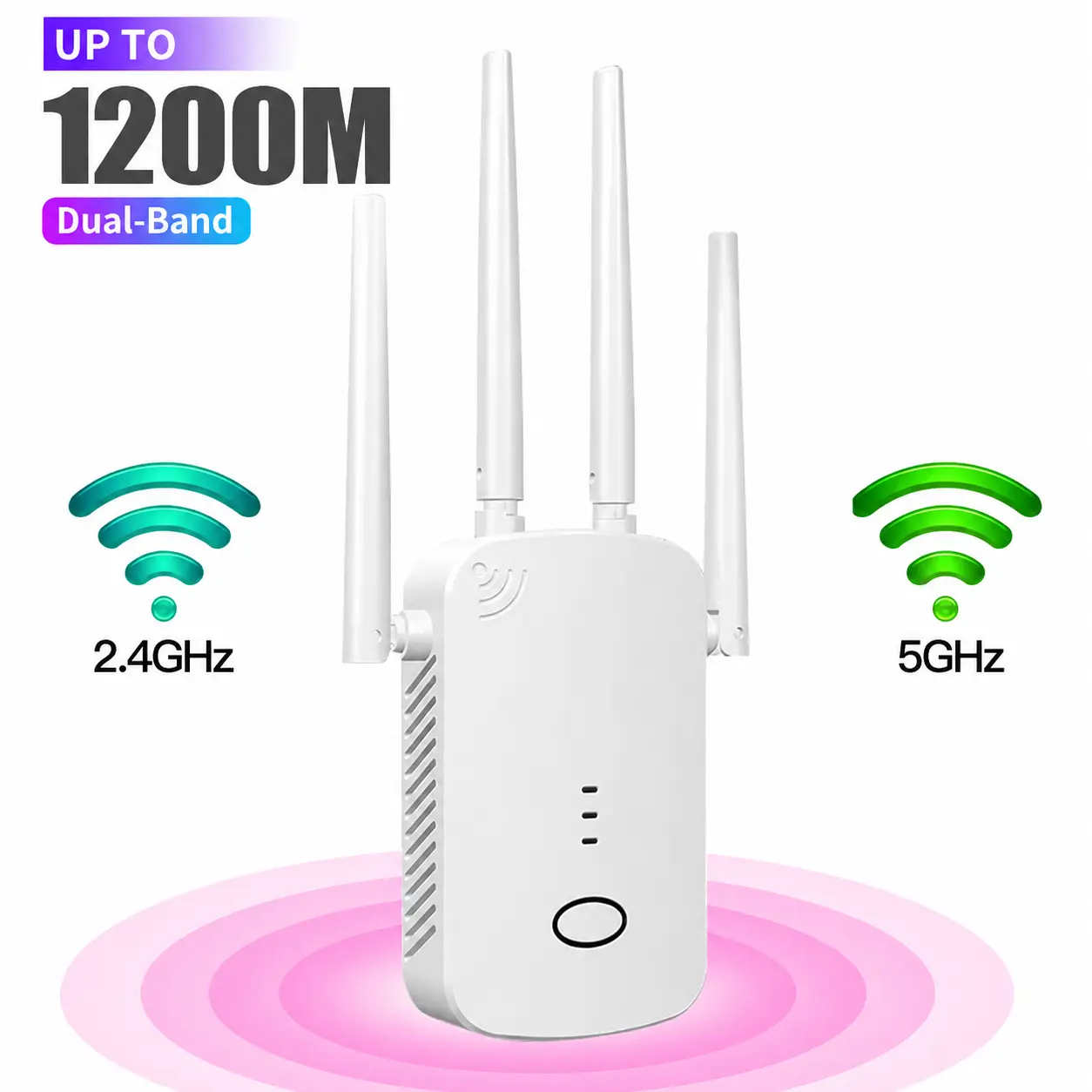1200Mbps Dual Band Home WiFi Extender - 5.8GHz/2.4GHz Wireless-Wired Internet Booster with AP Mode, Range Boost Network Repeater for Home (Computers & Office Network Components)