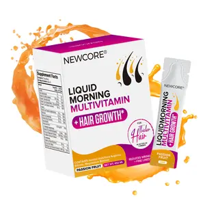 NEWCORE | Hair Growth Multivitamin & Liquid Supplement for Men & Women – Clinically Tested for Thicker Hair & Radiant Skin, Vegan Formula with Biotin, Zinc, MSM,Sesbania Leaf Extract & Vitamins A-E – 30 Daily Liquid Sachets (1-Month Supply)