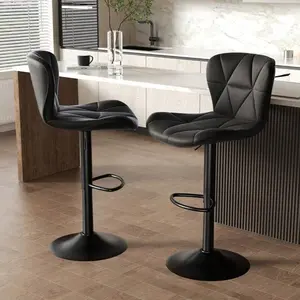 Modern Bar Stool Set Of 2, Adjustable Faux Leather Upholstered Swivel Counter Stools, Counter Height Barstools With Back For Kitchen Island console table dining