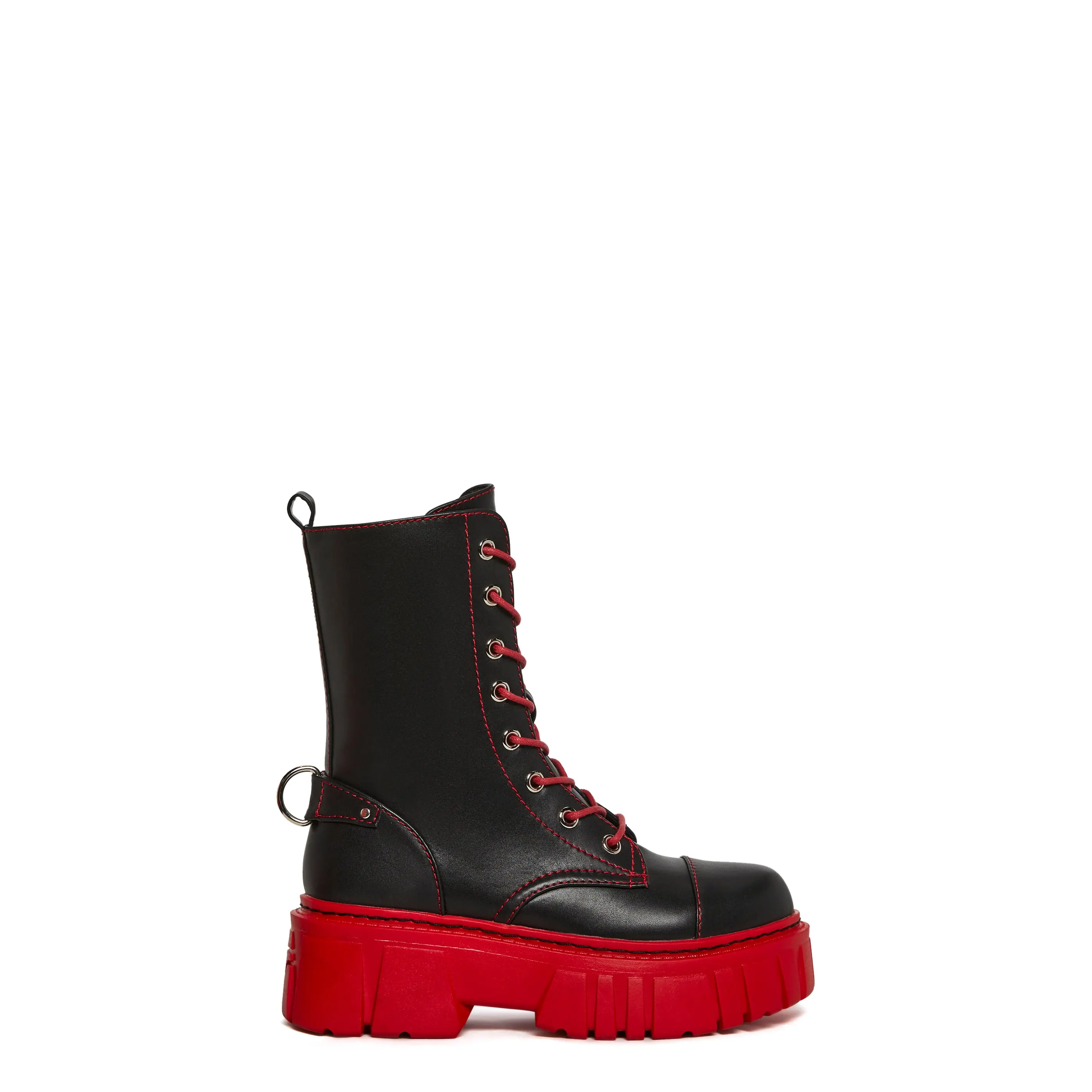 Devil Games Mismatched Combat Boots - Red