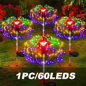 60-LED Solar Fireworks Lights | Solar Landscape Lights | Colorful, Always On & Flashing | Perfect for Garden, Patio, Lawn Parties, Weddings & Christmas Decor |