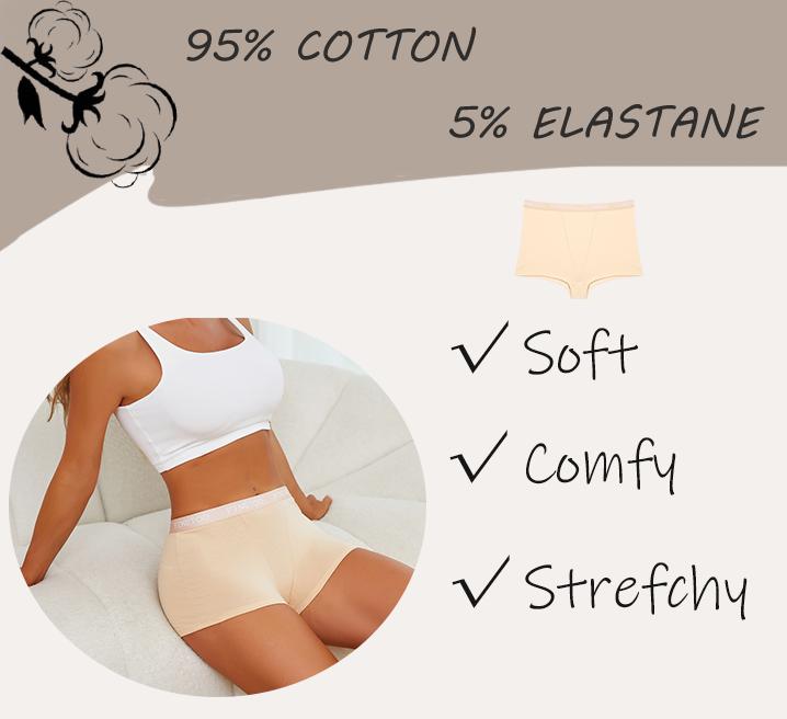 FINETOO 6Pcs  Women's  Underwear Cotton Boxer Shorts Soft Underpants Ladies Stretch Panties Solid Color Cute Women's Panties Beige Lingerie Womenswear SpringStatements