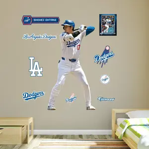 Shohei Ohtani At Bat - RealBig Collection - Official MLB - Los Angeles Dodgers - Reusable Vinyl Wall Decals Decor Decorative Removable