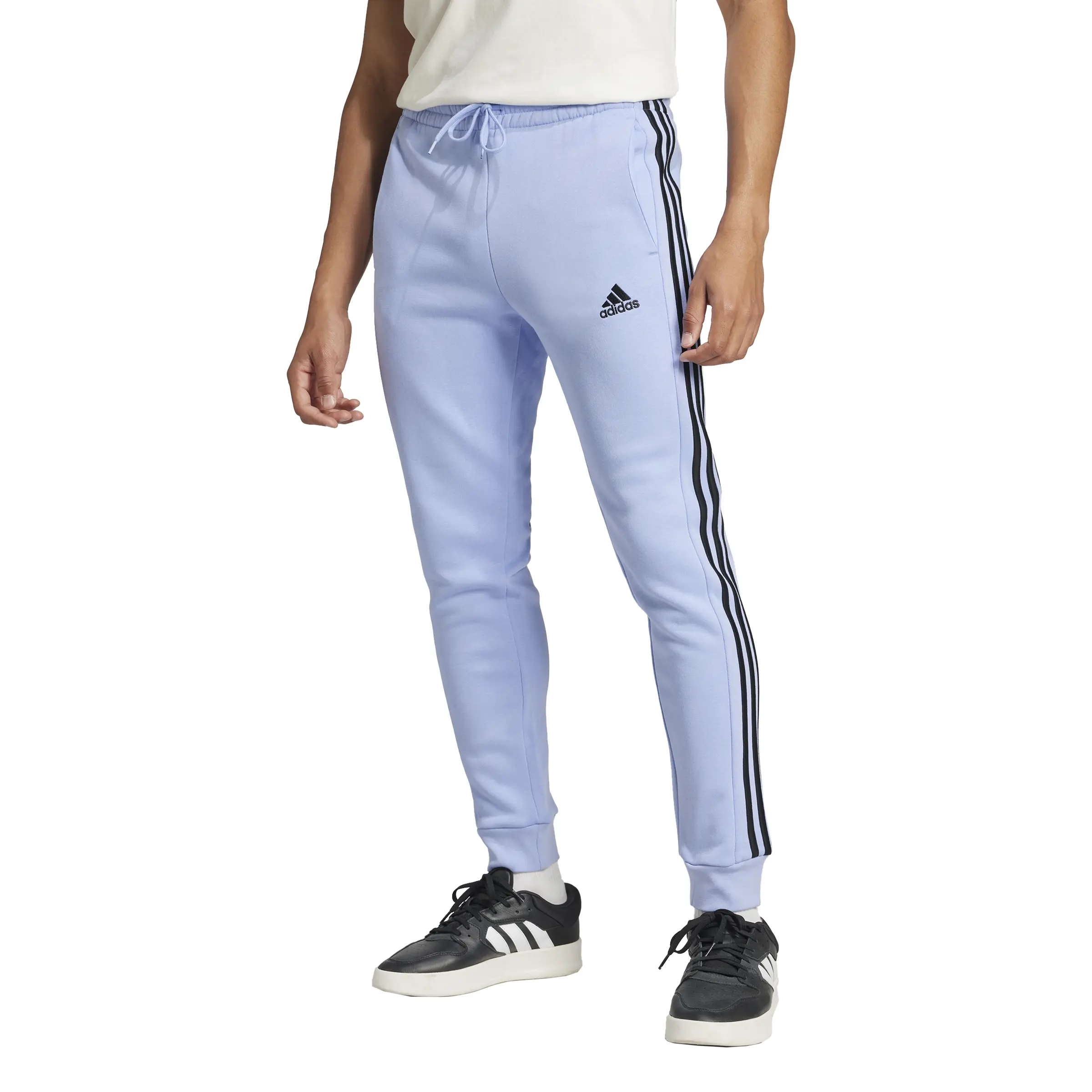 adidas Mens Essentials Fleece Striped Joggers Training Casual - Blue