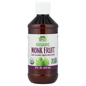 NOW Foods Real Food, Organic Monk Fruit, Zero-Calorie Liquid Sweetener, 8 fl oz (237 ml)