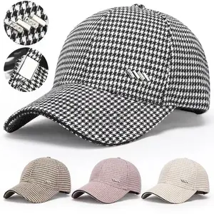 2Pcs Instagram-Style Houndstooth Cap — Casual, Sun-Shading, and Protective — Versatile, Trendy, and Fashionable Baseball Cap for Autumn & Winter