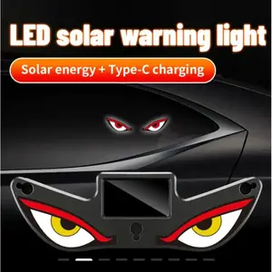 Solar-Powered LED Demon Eye Car Window Lights Wireless, No Wiring Required  Car Decorative Ambient Lights  Universal Car Side Window Sticker Lights  Suitable for interior and exterior modifications on SUVs, sedans, and trucks