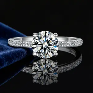 Gilded Grace Round Cut Pave Band Moissanite Ring - Lab-Created Diamond Alternative, Moissanite Cluster Ring, 100% Ethical, Luxury Look for Less, Perfect Graduation & Anniversary Gift, Lab-Created Diamond Rings, Moissanite Cluster Rings