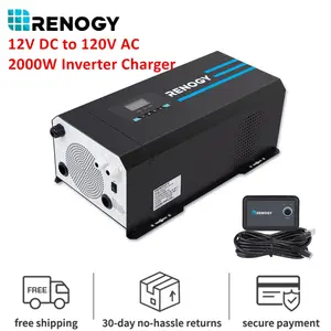 Renogy 2000W Pure Sine Wave Inverter Charger W/ LCD Display 12V DC to 120V AC