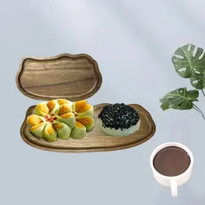 Cloud-Shaped Acacia Wood Tray Set, Kitchen Serving Platter, Hotel Western Dishware, Outdoor Camping Use, Two Sizes Available