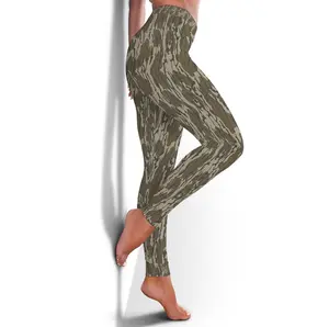 Bottomland Camo Patern Women's Leggings, Yoga Pants, High Waist Hunting Tights, Women's Outdoor Fitness Outfit