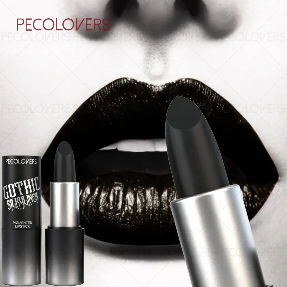 1PC Velvet Long Lasting Matte Black Lipstick, Makeup, Cosmetic, Lip Products, Rich Gothic Style, Non-sticky Formula,  Non-stick Cup, Create A Charming Look, Ideal for Christmas, Halloween, and Holiday Parties