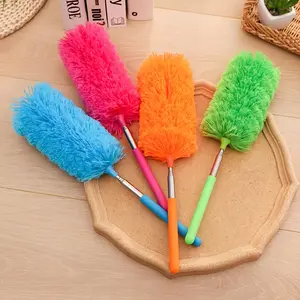 Extendable Stainless Steel Duster Brush, Washable Microfiber Household Cleaning Tool for Ceiling Fans Furniture Dusting, Non-Scratch Bendable Design