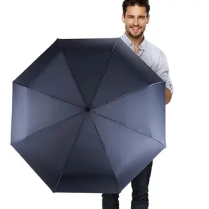 Folding windproof automatic umbrella, unisex thickened design, suitable for business and daily use, 8-bone automatic folding umbrella - black