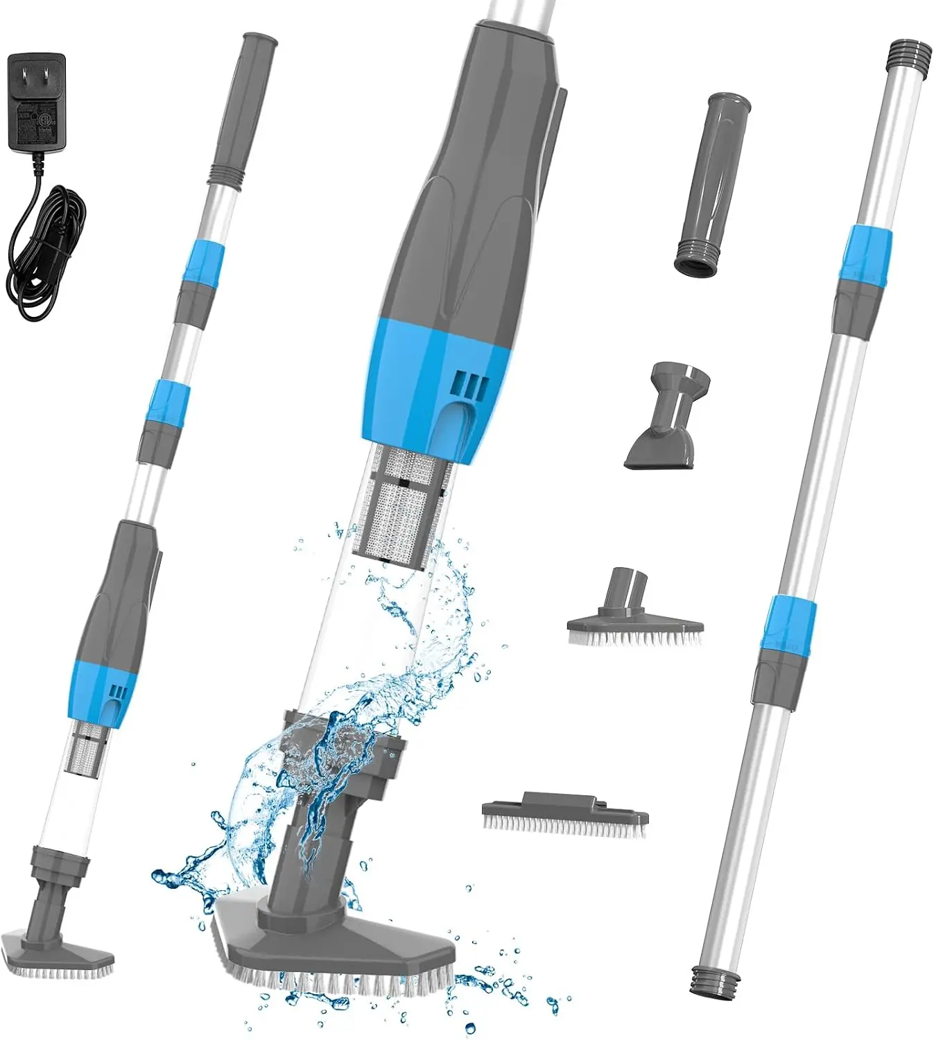 4 in 1 Cordless Rechargeable Small Pool Vacuum, 2026 New, for Spa & Hot Tub, 90 Mins Running Time, 12 Gal/Min Powerful Suction