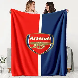 Arsenal Team Theme Blanket, Blue Polyester Fabric, Perfect for Sofa Naps and Fan Atmosphere Decor, Soft Skin-Friendly Material
