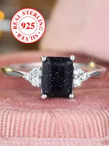 Unique Artificial Crystal Geometric Rings for Women, Elegant Bridal Engagement Ring, Stackable Wedding Party Birthday Gift（with Box）