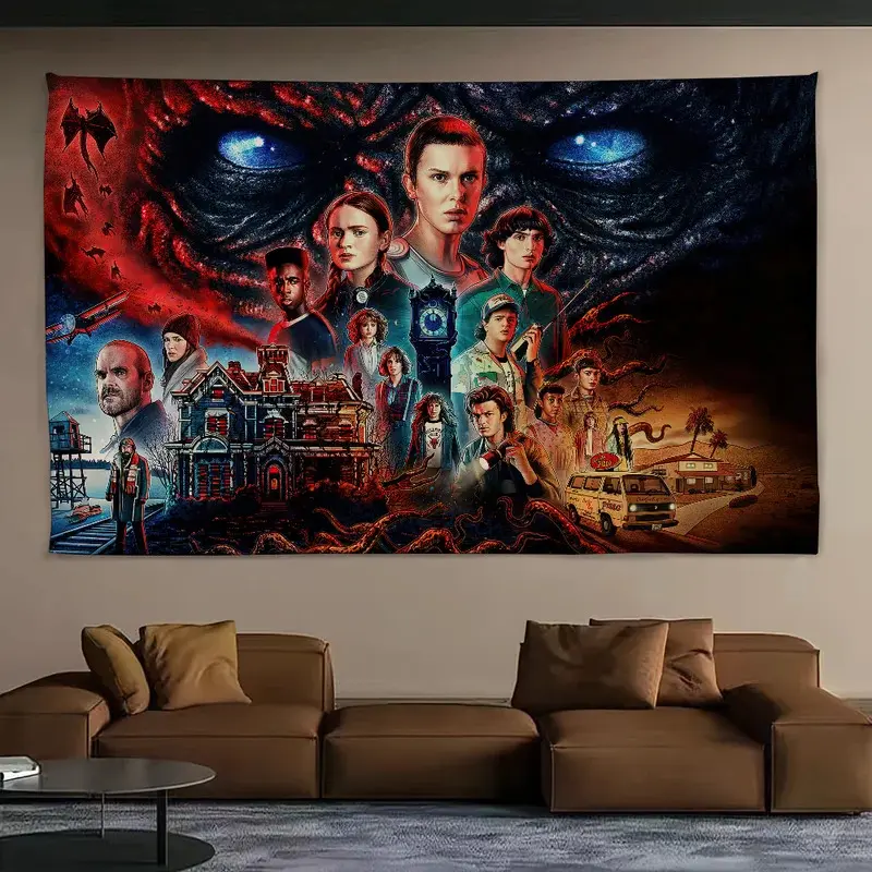 Cool S-Strangers Things 4 Tapestry Background Hanging Cloth Bedroom Room Decor Aesthetic Tapestry Wall Party