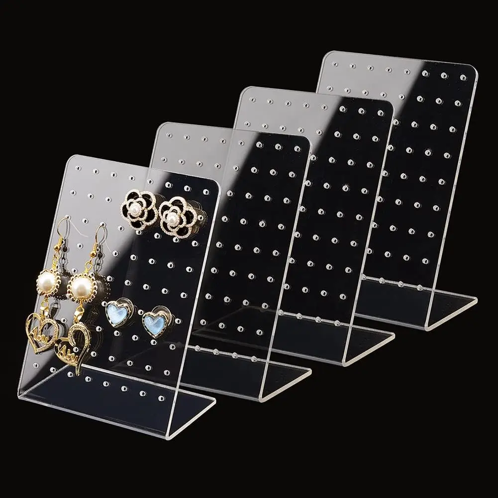 4 Pack 72 Holes  Earring Holder Organizer Ear Studs  Storage Display Rack Showcase Earrings Display Stand Earring Storage for Selling Retail Marketing Personal 3x2x4.5inch