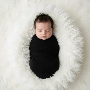 Bestaroo Solid Black Baby Swaddle Blanket – Super Soft 2-Ply Micromodal Stretch, Cozy Newborn Swaddle Cover, Multi-Use Wrap – 45"x45"