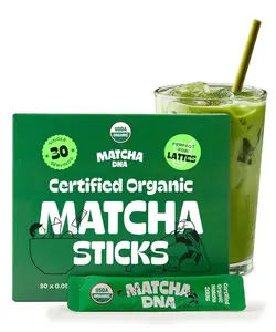 MatchaDNA Organic Matcha Powder Sticks, 30 Single-Serve Packs, Unsweetened Organic Japanese Matcha Green Tea for Lattes, Smoothies & Drinks