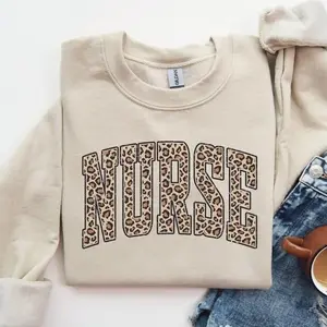Leopard Nurse Sweatshirt or T-Shirt, Cute Nurse Sweatshirt, Registered Nurse Sweatshirt, Gift For Nurse, Nurse Sweatshirt, New Nurse Gift, Nurse Hoodie
