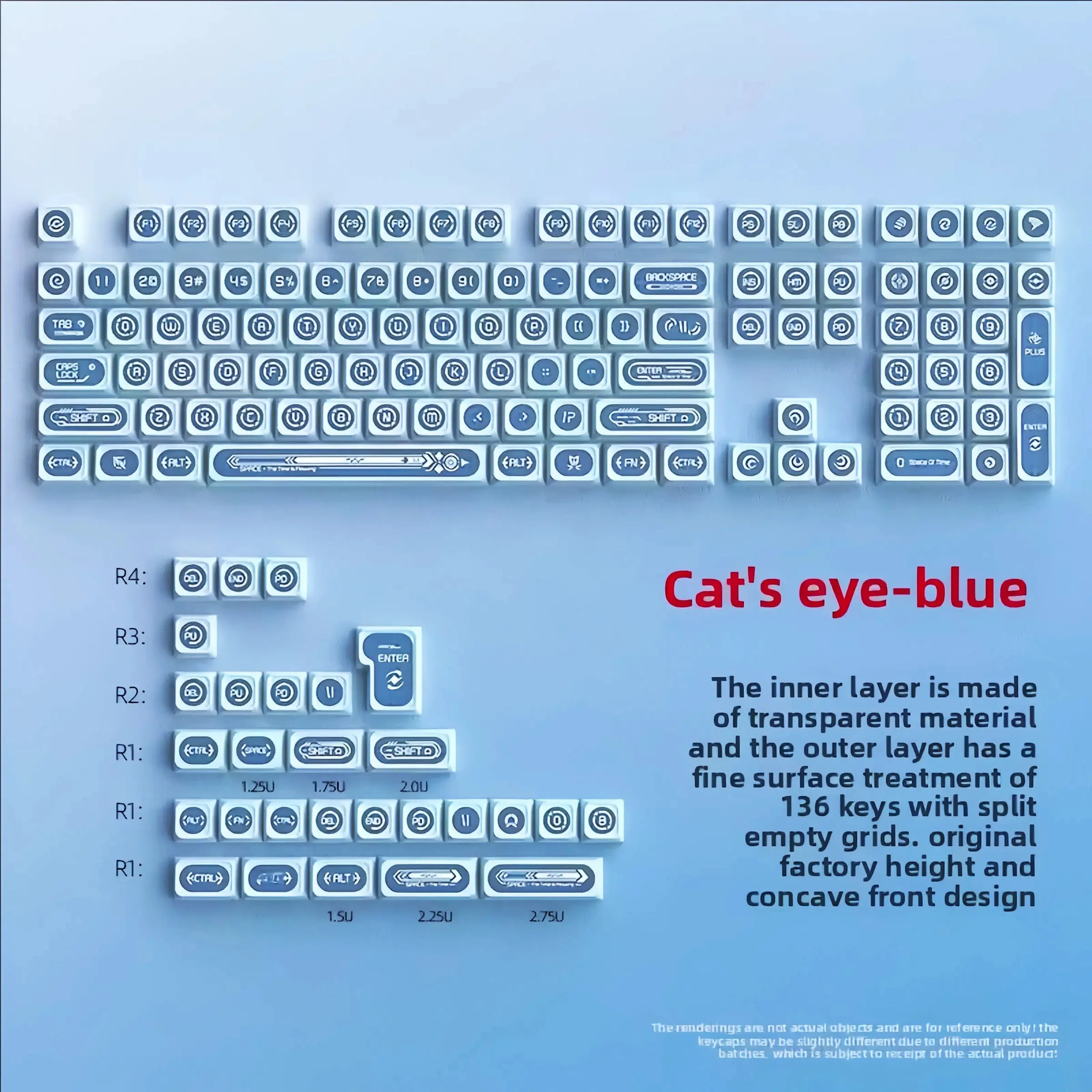 Cat Eye Stone Theme Keycap Set, Moon Mist Face Light Transmission, Pbt+PC Matte Finish, Cherry Profile, 136 Keys Compatible with Alice, Keyboard Keycap, Pbt Keycaps, gaming keyboard accessories, Computer Peripherals