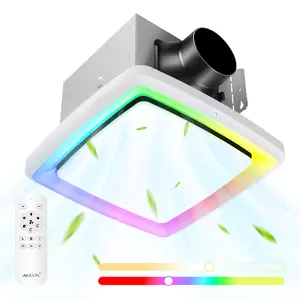 RGB LED Bathroom Exhaust Fan, 110 CFM, Ultra-Quiet 1.5 Sones, 3CCT + Night Light, Remote Control, Square STAR ENERGY Bath