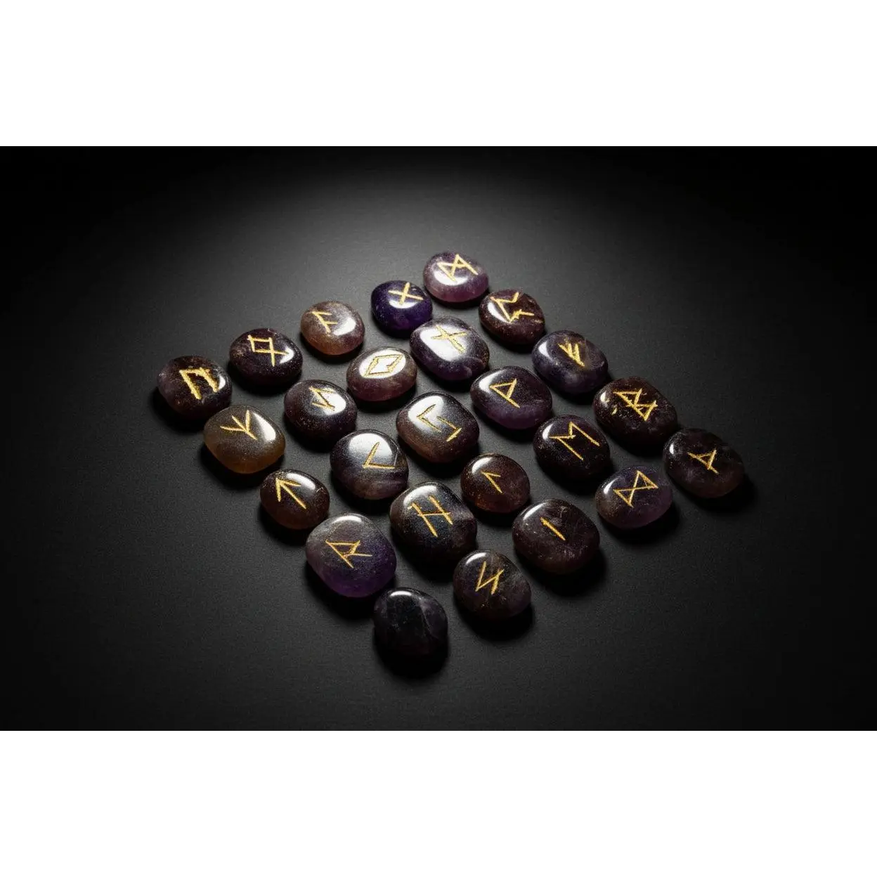 Amethyst Elder Futhark Rune Set – 25 Stones with 8-Inch Casting Board