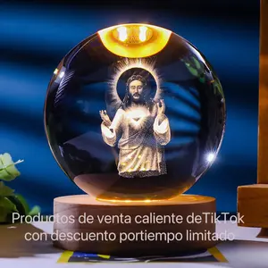 Productos  venta caliente in TikTok，Crystal Ball Jesus Figurine Wooden Frame Base GlassBall Figurine Religious Collection Home DecorationGifts Ornaments Traditional