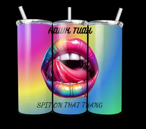 Hawk Tuah 20oz Tumbler with Metal straw and straw cleaner Beverage Bottle Drinkware Stainless