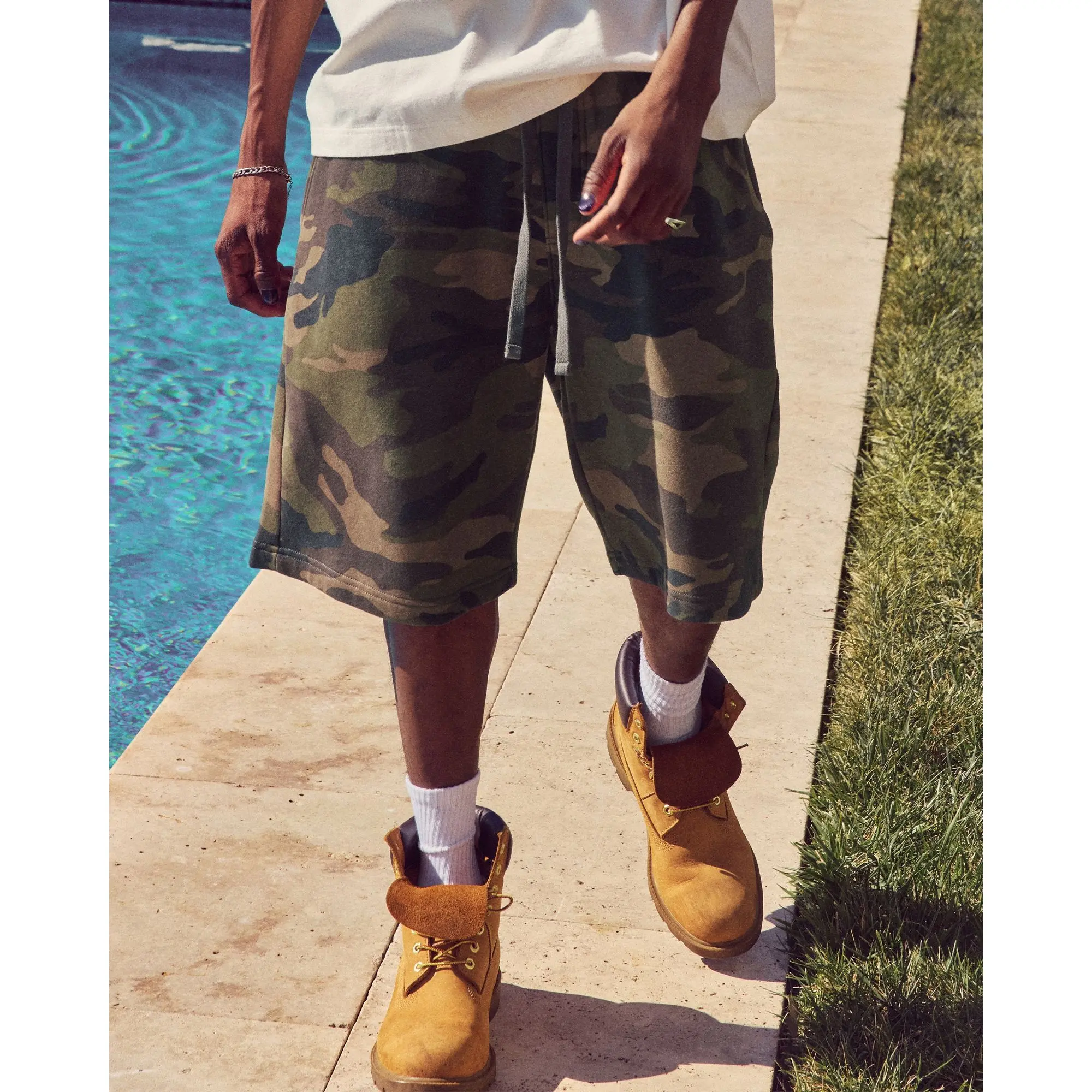 Hollister At-The-Knee Camo Baggy Fleece Shorts